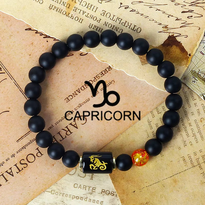 12 Zodiac Signs Charm Bracelets Men 2024 Libra Obsidian Tiger Eye Stone Beaded Bracelets for Women Constellation Couple Jewelry