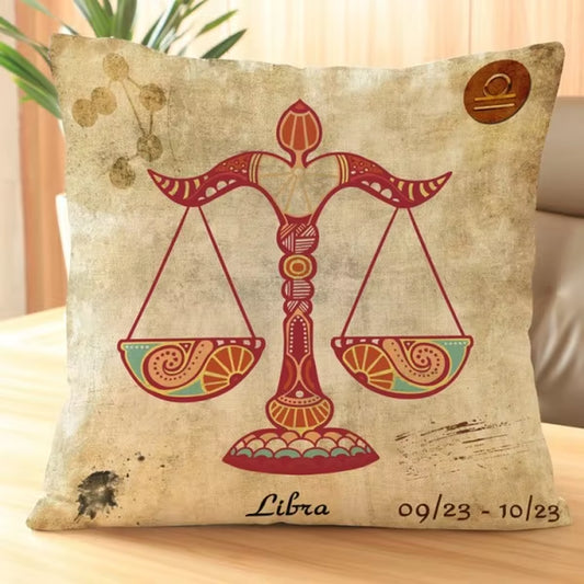 Vintage 12 Signs Zodiac Capricorn Aquarius Pisces Decorative Coffee Shop Decorative Pillow Covers Sofa Chair Cushion Cover Decor