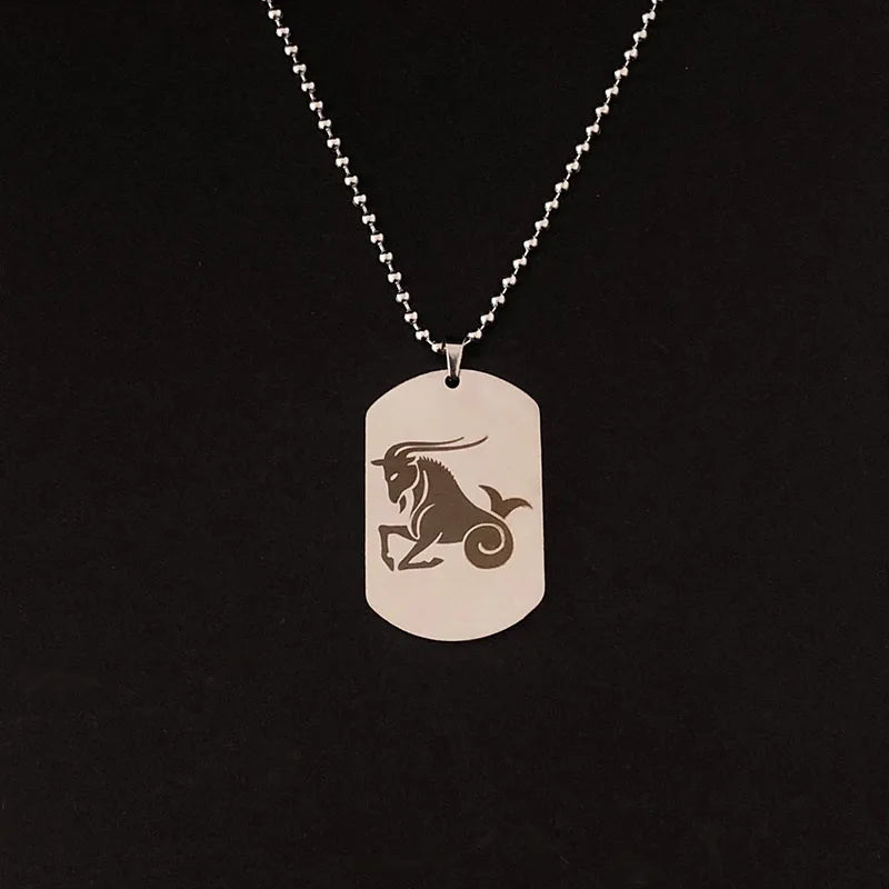 Stainless Steel 12 Horoscope Zodiac Sign Silver Color Pendant Necklace Aries Leo Wholesale Dropshipping 12 Constellation Jewelry