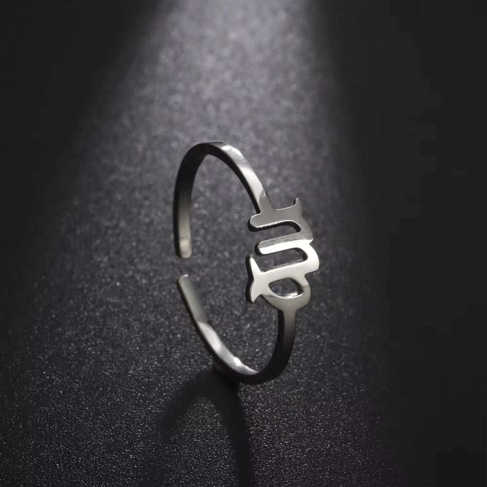 12 Zodiac Ring Stainless Steel 12 Constellation Leo Virgo Aries Scorpio Open Finger Ring Minimalist Jewelry Birthday Gift