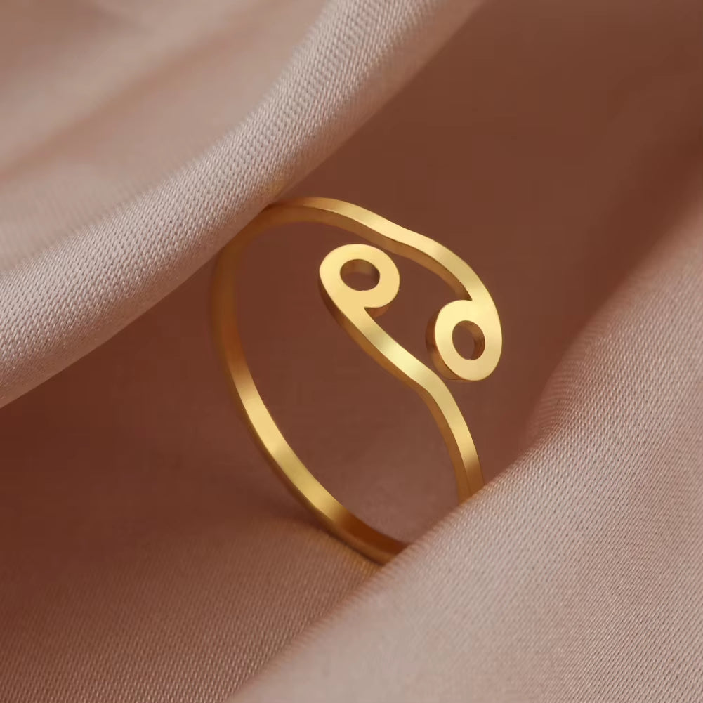 12 Zodiac Ring Stainless Steel 12 Constellation Leo Virgo Aries Scorpio Open Finger Ring Minimalist Jewelry Birthday Gift