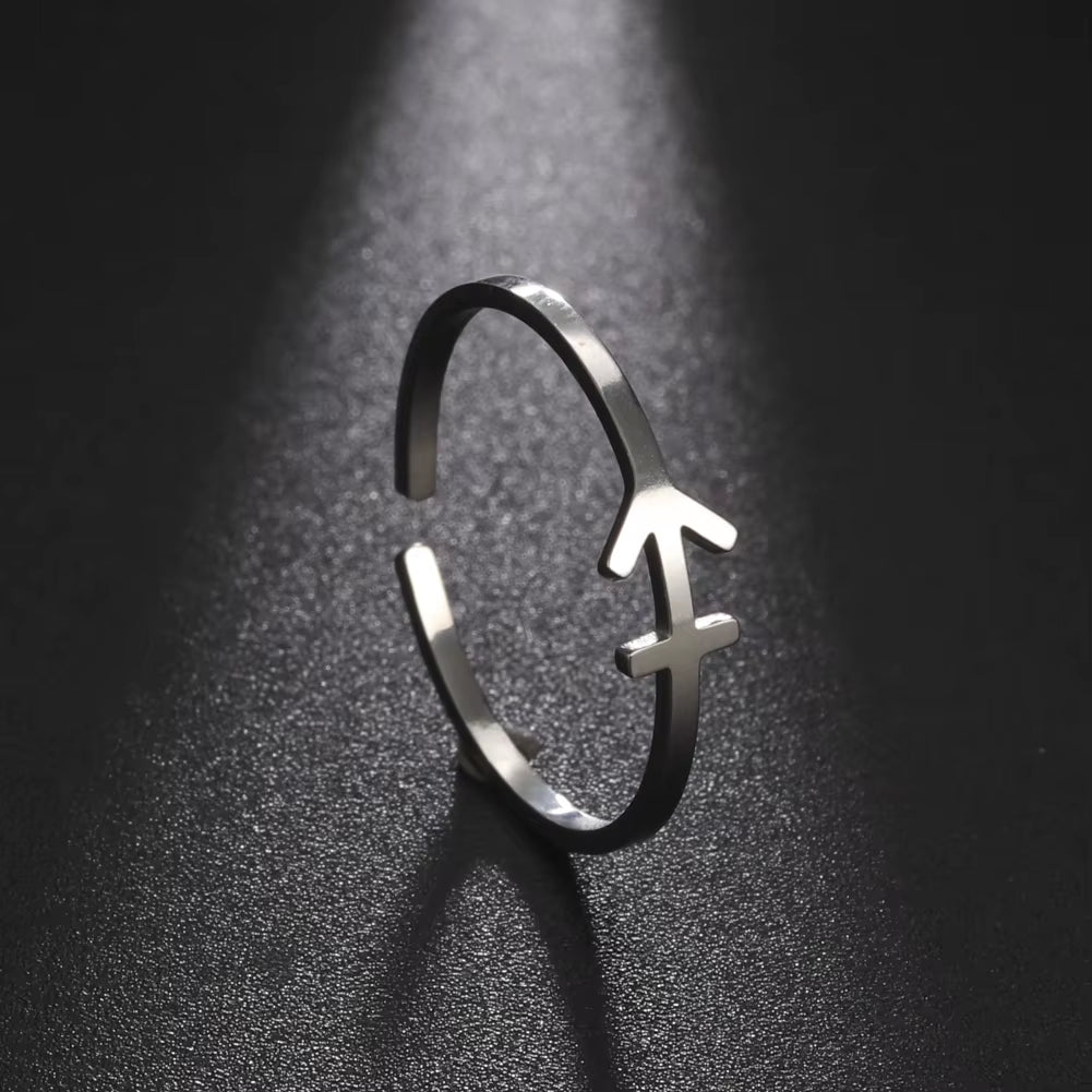 12 Zodiac Ring Stainless Steel 12 Constellation Leo Virgo Aries Scorpio Open Finger Ring Minimalist Jewelry Birthday Gift