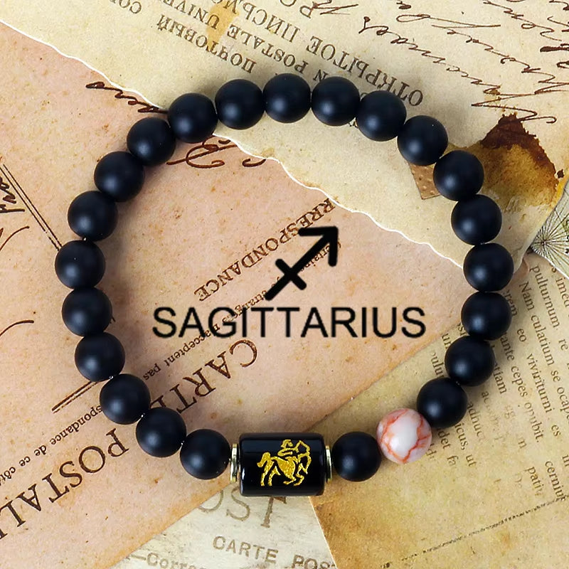 12 Zodiac Signs Charm Bracelets Men 2024 Libra Obsidian Tiger Eye Stone Beaded Bracelets for Women Constellation Couple Jewelry