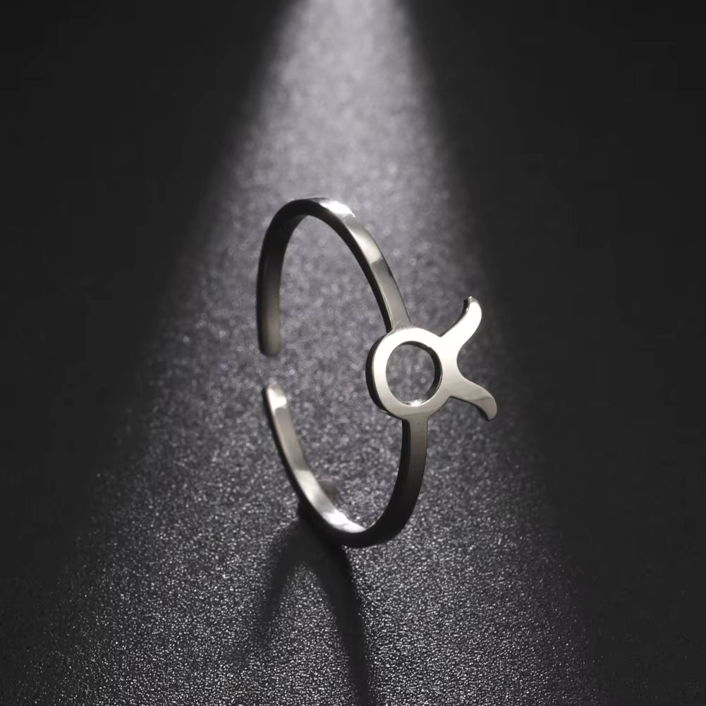 12 Zodiac Ring Stainless Steel 12 Constellation Leo Virgo Aries Scorpio Open Finger Ring Minimalist Jewelry Birthday Gift