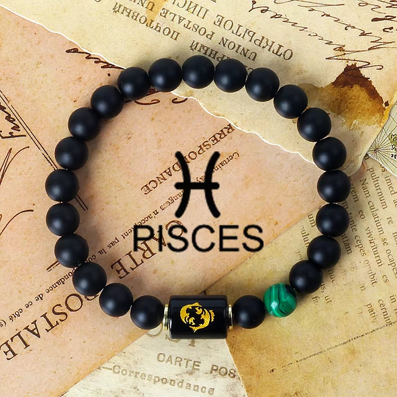 12 Zodiac Signs Charm Bracelets Men 2024 Libra Obsidian Tiger Eye Stone Beaded Bracelets for Women Constellation Couple Jewelry