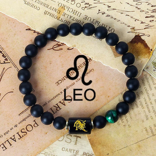 12 Zodiac Signs Charm Bracelets Men 2024 Libra Obsidian Tiger Eye Stone Beaded Bracelets for Women Constellation Couple Jewelry