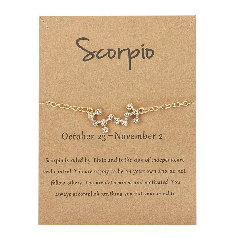 12 Star Zodiac Signs Constellation Horoscope Crystal Starry Sky Graphic Galaxy Chain Bracelet for Women Jewelry Friendship Gift