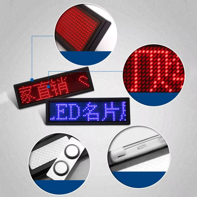 LED Mini Digital Programmable Scrolling Rechargeable Name Message Tag Badge Sign Whosale & Dropship