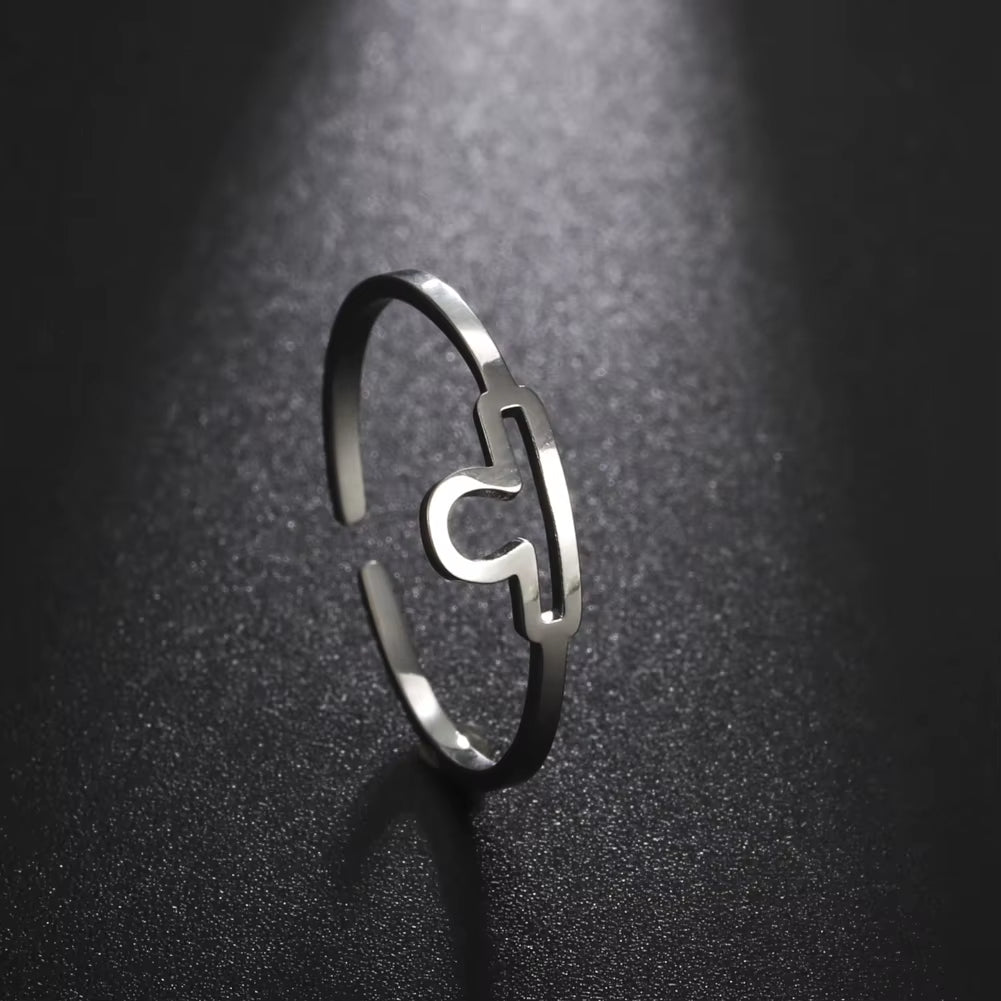 12 Zodiac Ring Stainless Steel 12 Constellation Leo Virgo Aries Scorpio Open Finger Ring Minimalist Jewelry Birthday Gift